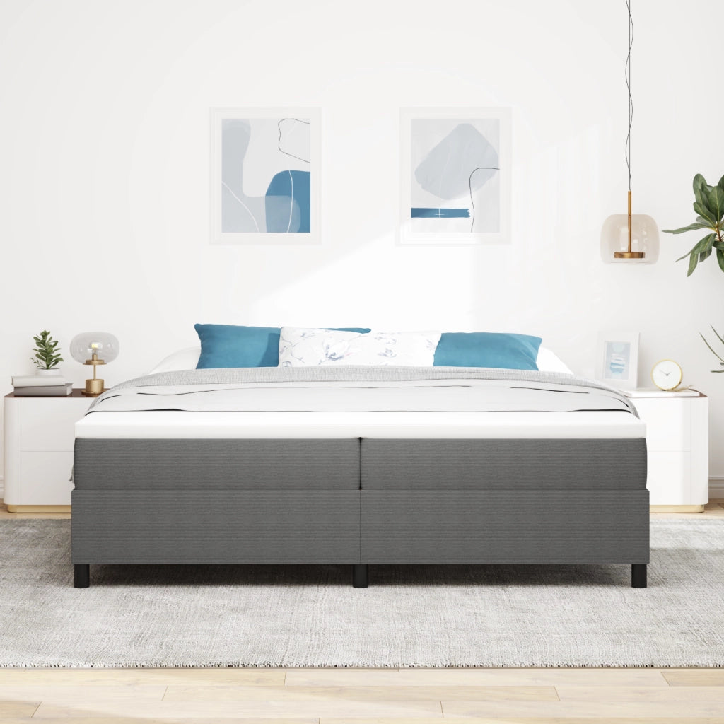 Letto Box Spring con Materasso Grigio Chiaro 200x200 cm Tessuto in Corduroy