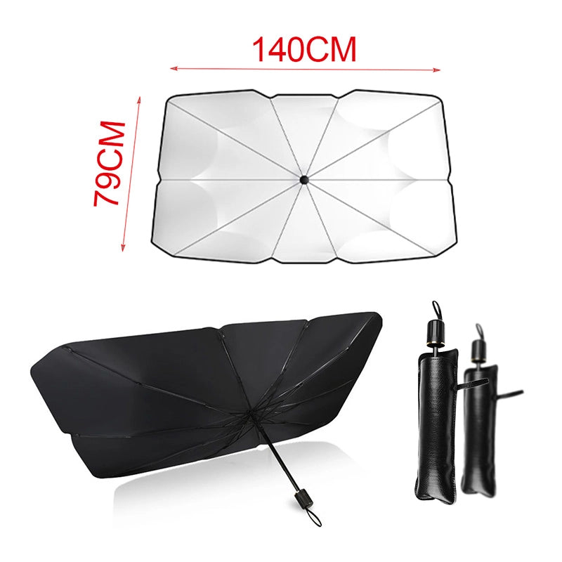 2 Pezzi Ombrello Parasole Auto per Parabrezza 125X65cm + 140X79cm
