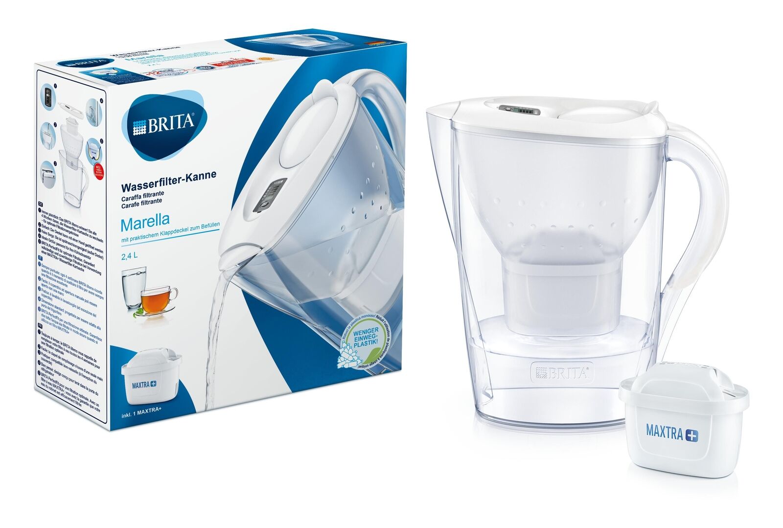 Brita Caraffa filtrante per acqua Marella da 2,4l - 1 filtro MAXTRA+ incluso