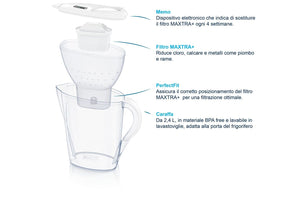 Brita Caraffa filtrante per acqua Marella da 2,4l - 1 filtro MAXTRA+ incluso