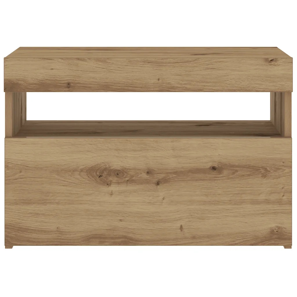 Comodino con LED Rovere Artigianale 60x35x40 cm in Truciolato 3329176