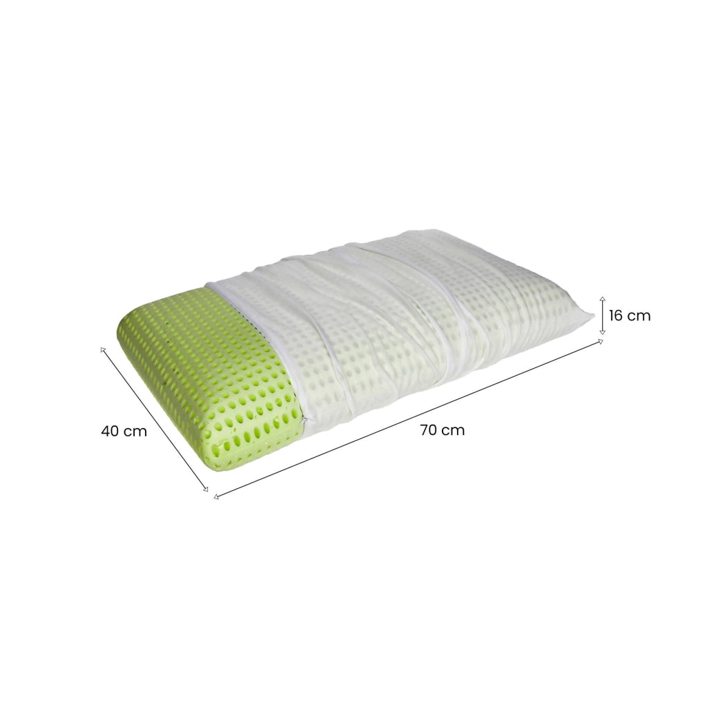 Talamo Italia Set di 2 Cuscini per Rosmarino, 100% Made in Italy, Guanciale sfoderabile a "saponetta" in Memory Foam forato ,Anallergico e Traspirante,70x40xh16 cm