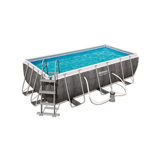 Bestway 56722 Piscina Power Steel Rettangolare 404x201x100 cm colore Rattan grigio scuro con pompa filtro