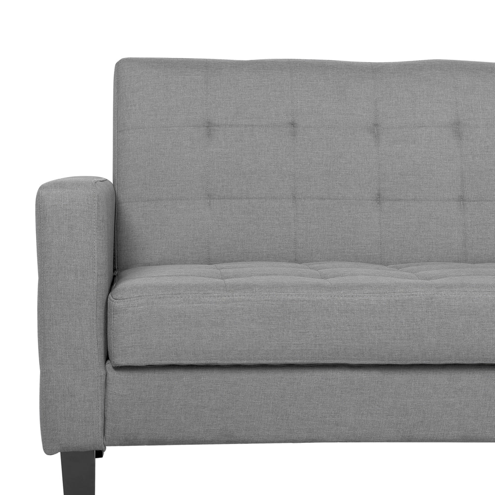 Divano Letto In Tessuto Grigio Chiaro A 3 Posti Imbottito Trapuntato Click Clack