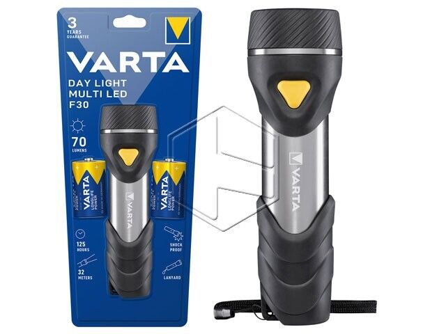 Varta LED Day Light 2D Torcia a mano Nero, Argento