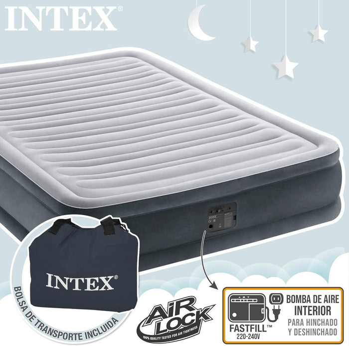 Intex 67768ND Materasso Dura-Beam Comfort Plush Piazza e Mezza con Pompa Elettrica Incorporata 137x191x33 cm Versione 2023
