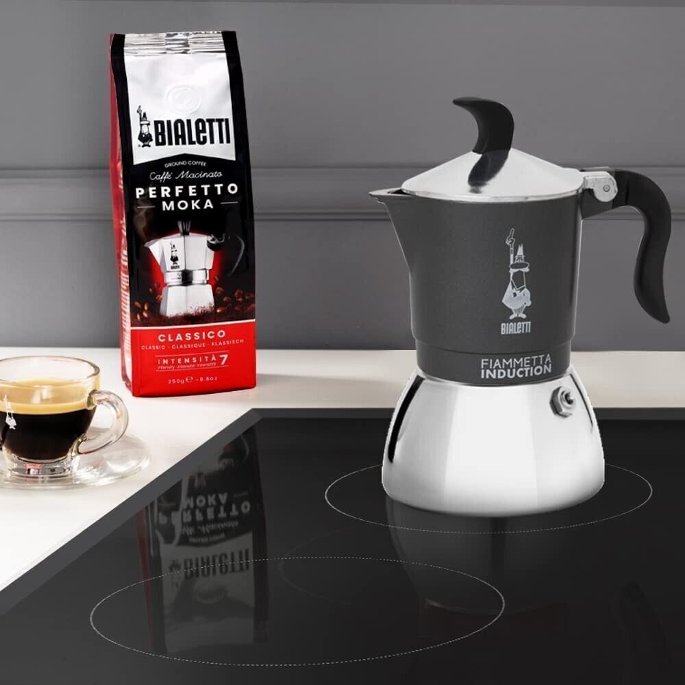 Bialetti Caffettiera Fiammetta Grigia per Induzione 4 Tazze