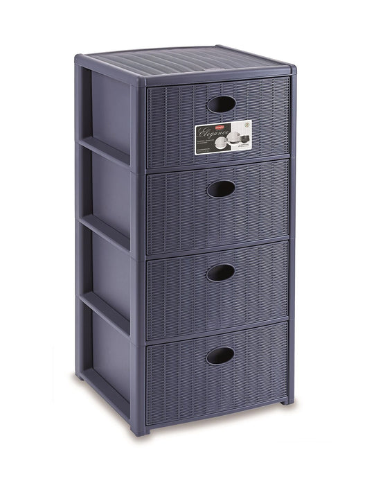 Stefanplast Cassettiera Plastica Elegance 4 Cassetti 40x40x80 Blu Navy