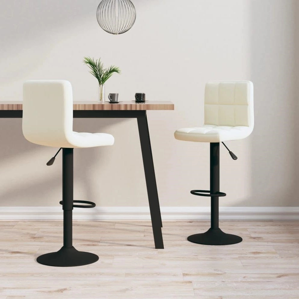 Coppia Sgabelli Cucina Bar Bistrot, Pelle Ecologica Imbottita Poggiapiedi Nero Bianco