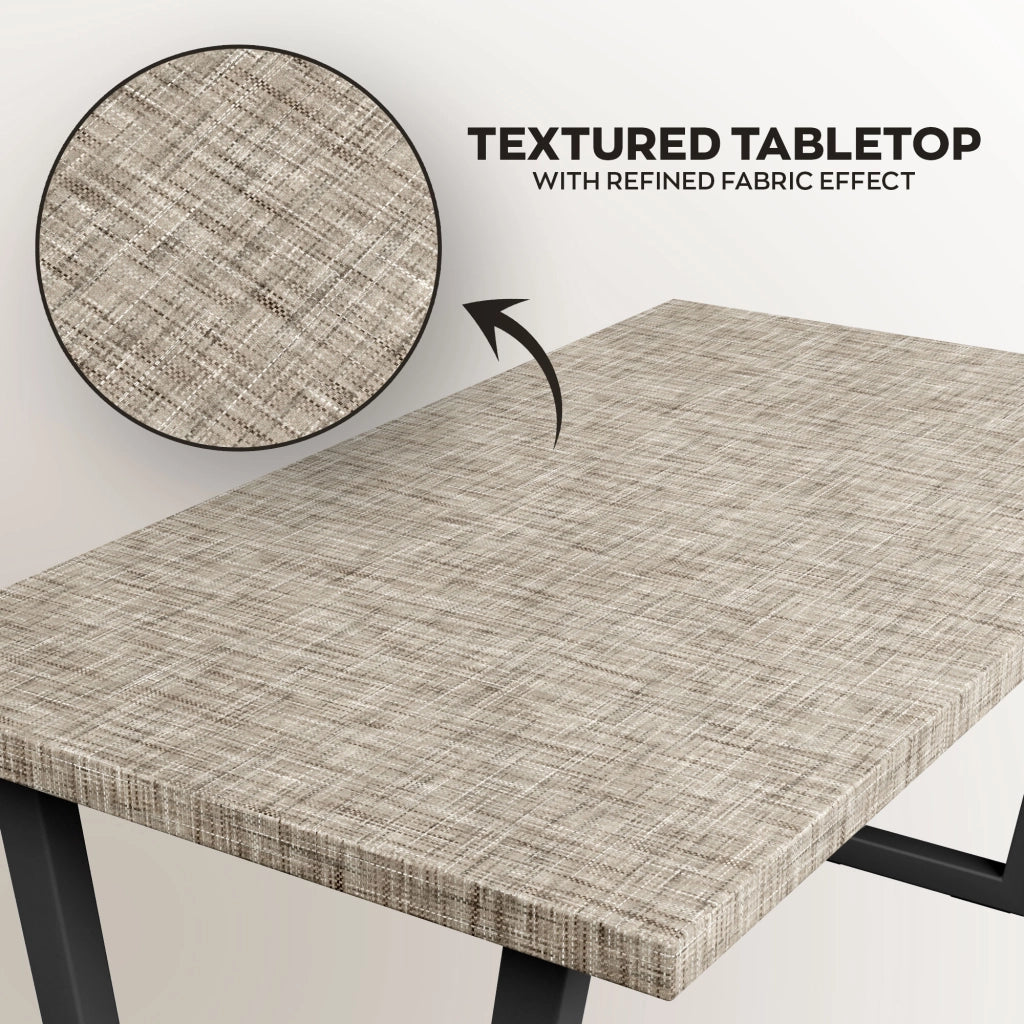 Tavolo da pranzo in legno e metallo con piedi trapezoid nero 160x90 cm Grigio Testurizzato