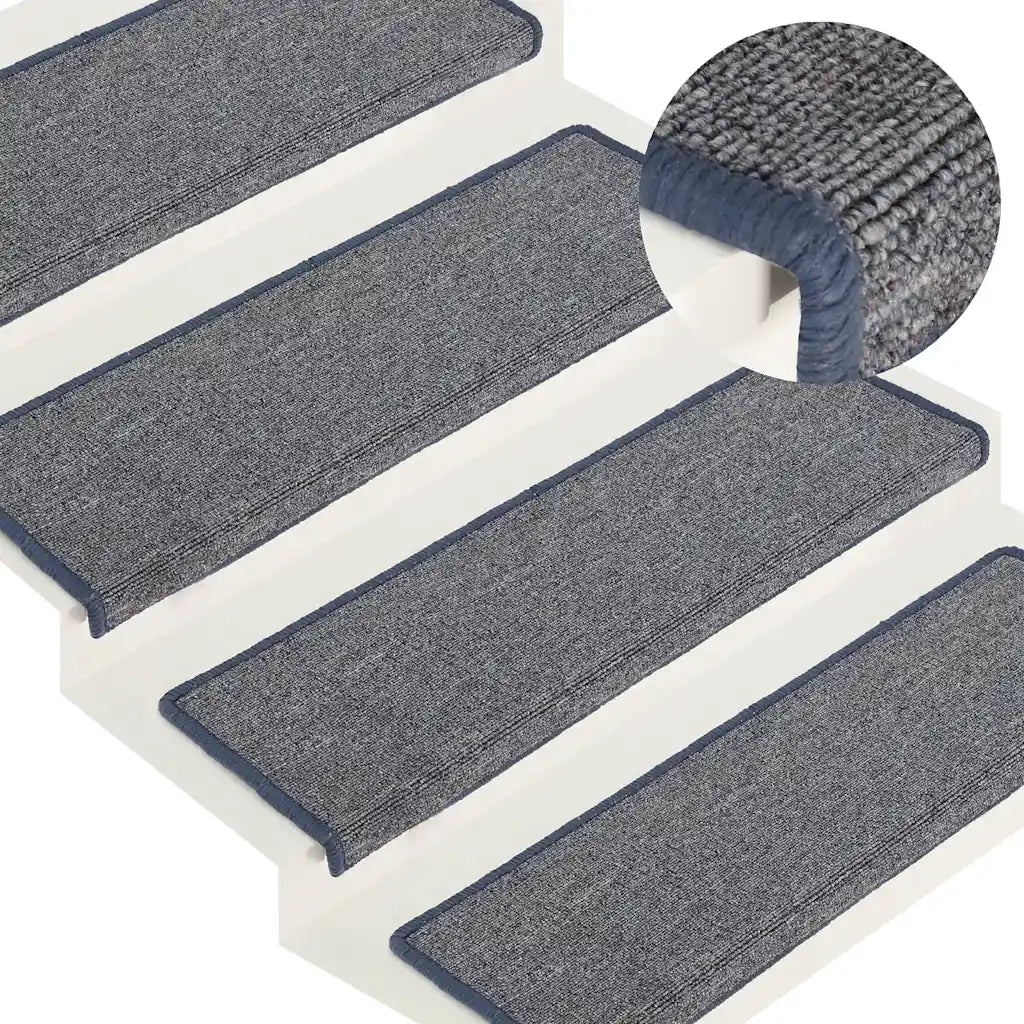 Tappetini per scale 30 pz 65x21x4 cm Grigio chiaro e blu con bordo rettangolare
