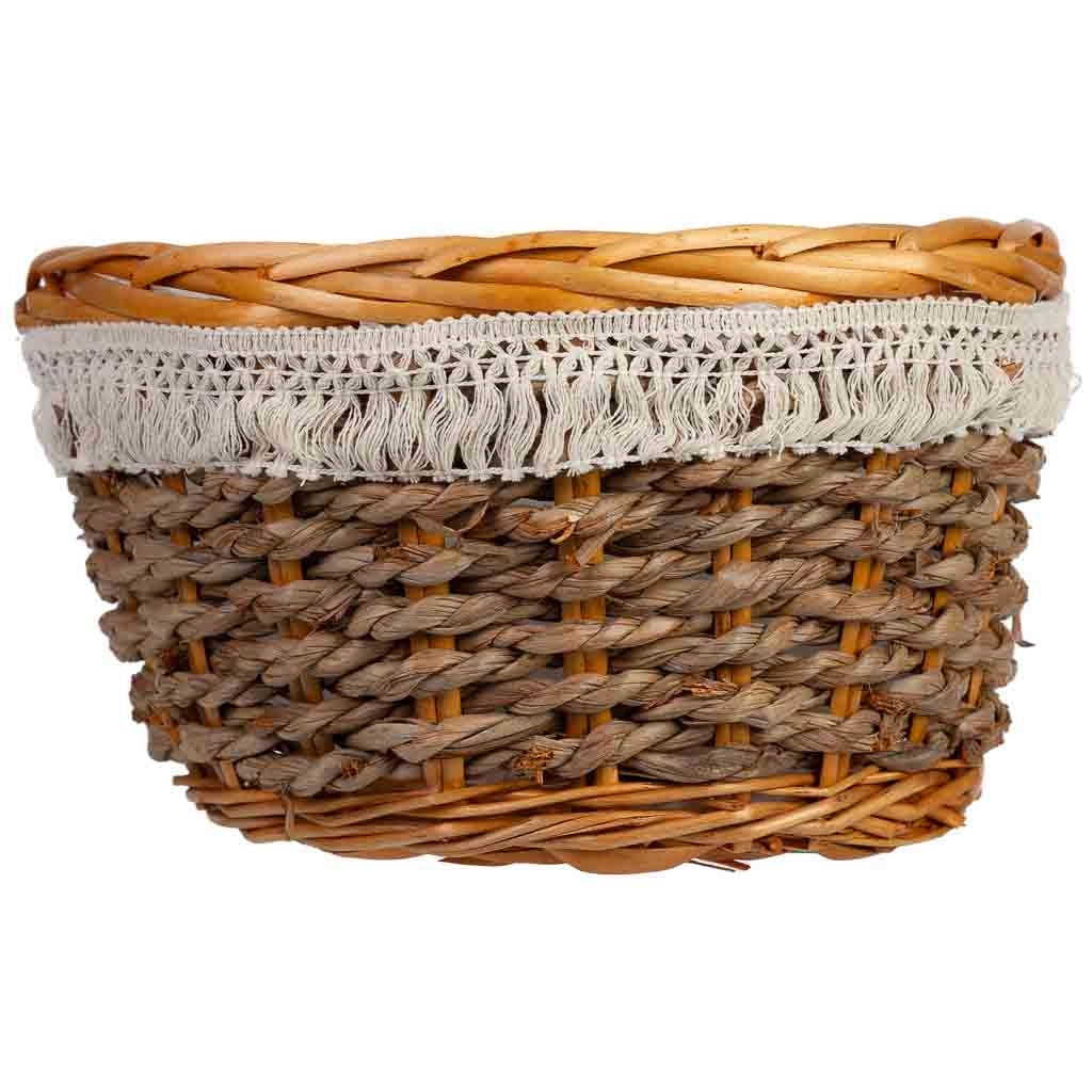 Cesto tondo in vimini marrone 25x25x15h cm