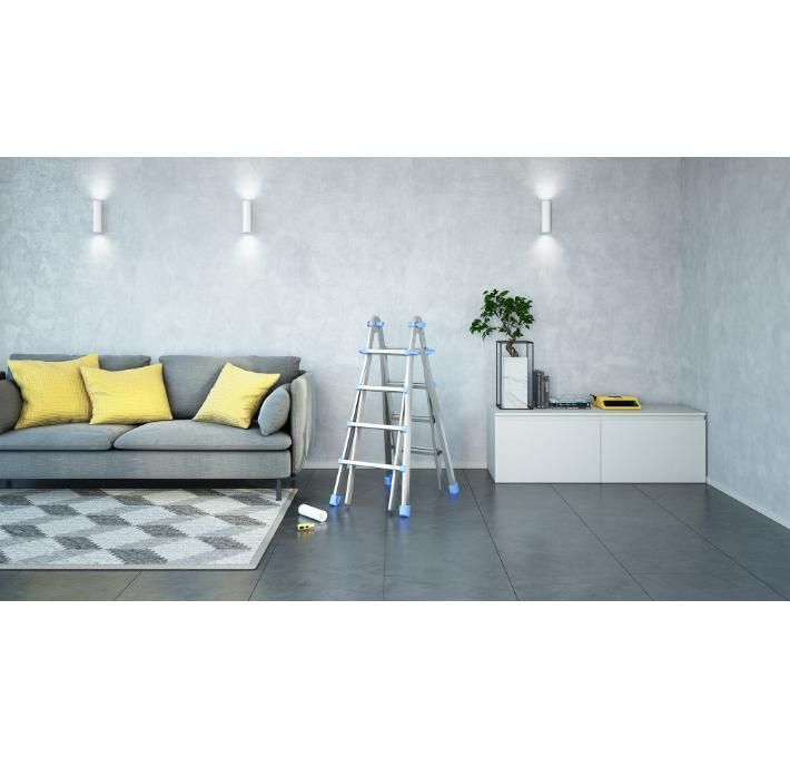 Colombo Scala EIFFEL 4+5 In Alluminio Altezza Massima 4,3 M Gradini Zigrinati Piedini Antisdrucciolevoli E Antiruggine