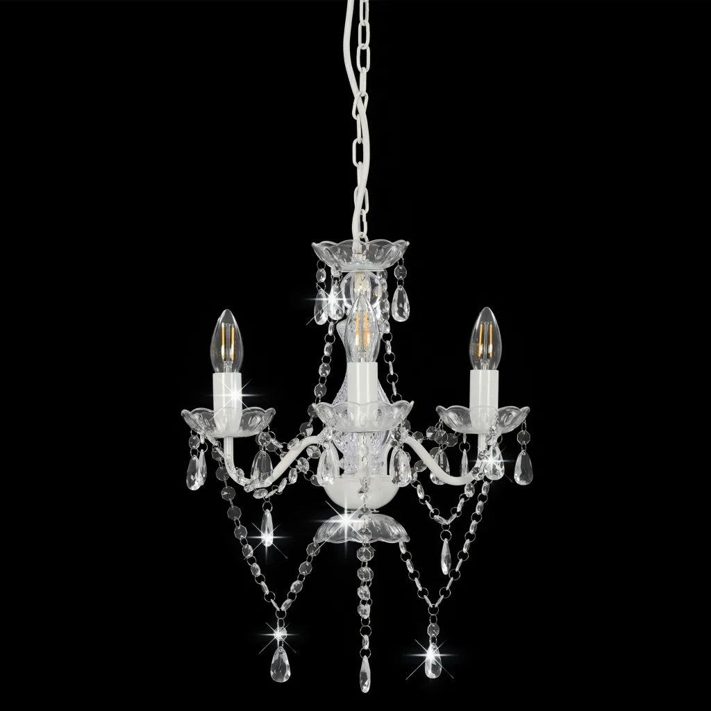 Lampadario con Perline Bianco Tondo 3 E14 CFW5597219
