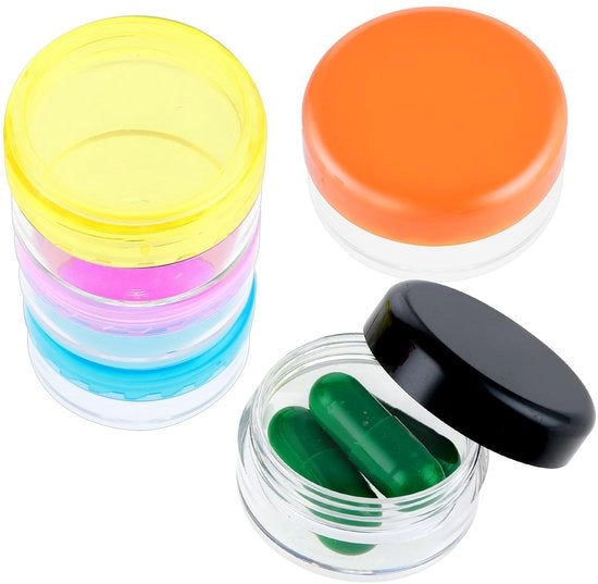 Contenitore portatile per farmaci miniatura - BPA libero - Contenitore per medicamenti - Organizzatore per pillole miniatura - Contenitore per pillole trasparente - Opzione di contenimento compatta
