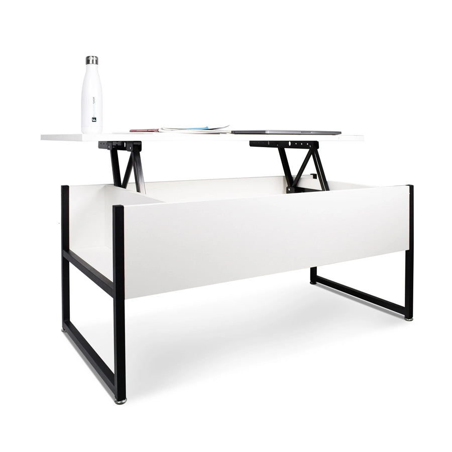 Tavolino da salotto con contenitore in stile industrial tavolino da caffè in acciaio e legno moderno con ripiano sollevabile