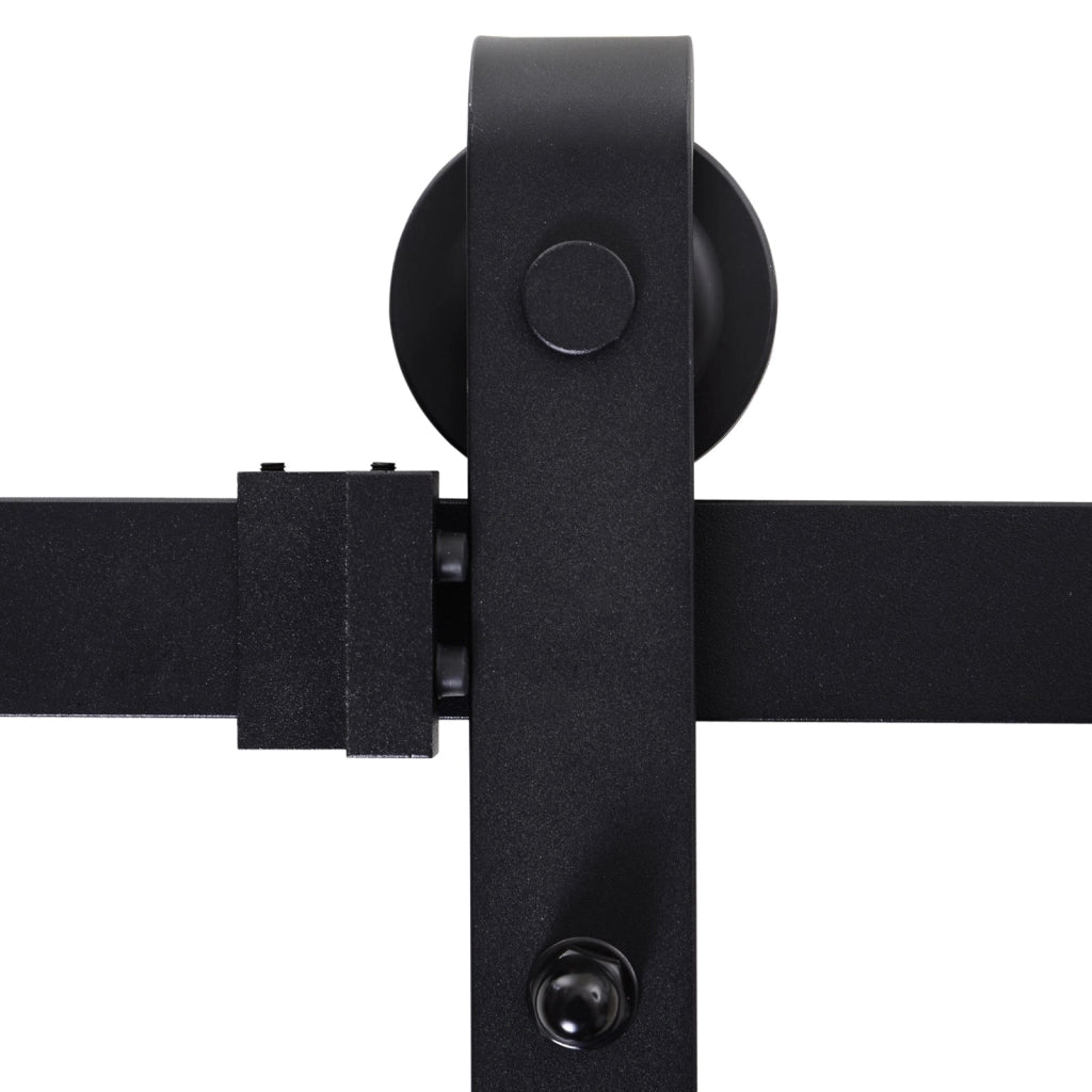 Binario per Porte Scorrevoli con Kit di Accessori Nero 200x4x0.6 cm