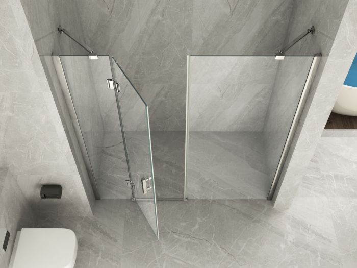 Porta doccia Cristallo 8 mm apertura battente esterno con maniglia e lato fisso - Misura: 166 x H 195