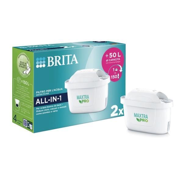 Brita Filtro per acqua MAXTRA PRO All-in-1 Pack 2 - NUOVA GENERAZIONE FILTRI - Per acqua di rubinetto dal gusto migliore e meno impurità