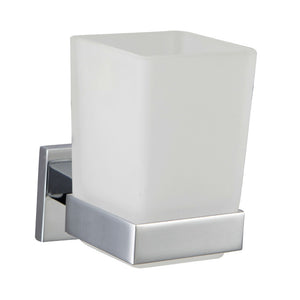 Porta spazzolini in vetro satinato serie frame - fissaggio incollo o viti