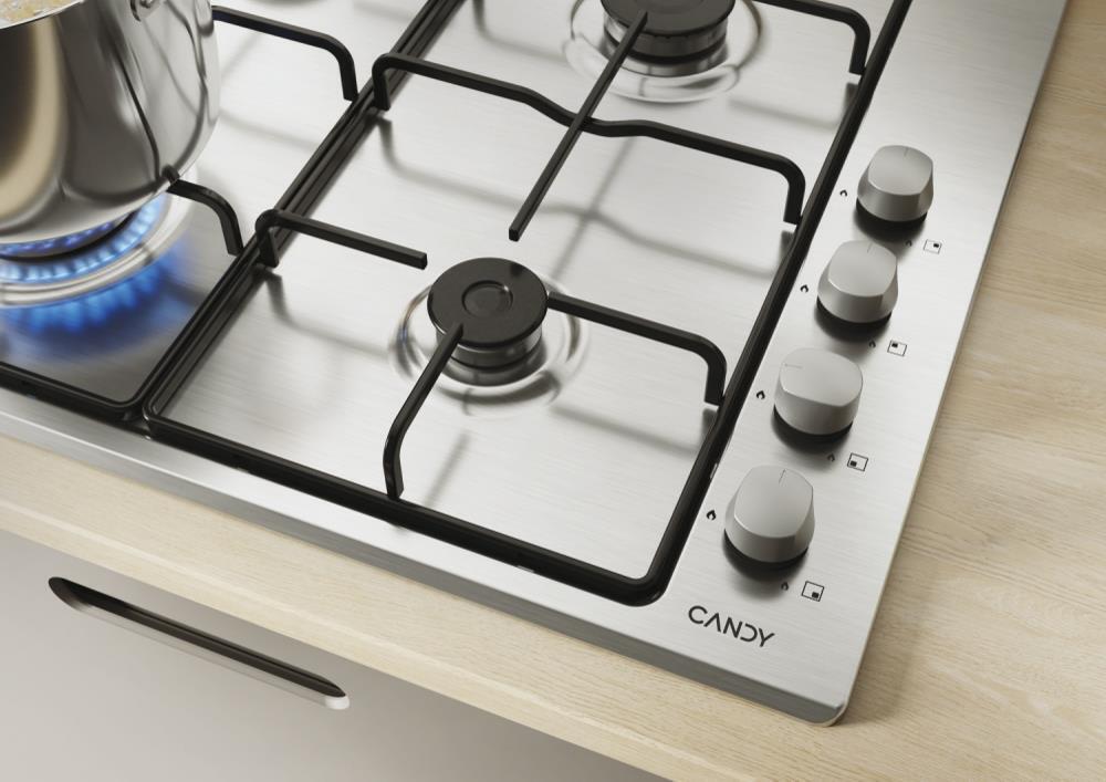 Candy Idea CHW6LX Acciaio inox Da incasso 60 cm Gas 4 Fornello(i)