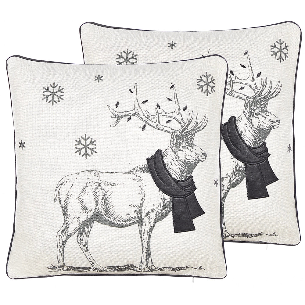 Set di 2 cuscini in tessuto imbottiti renna 45 x 45 cm nero stile moderno