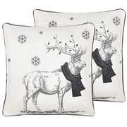 Set di 2 cuscini in tessuto imbottiti renna 45 x 45 cm nero stile moderno