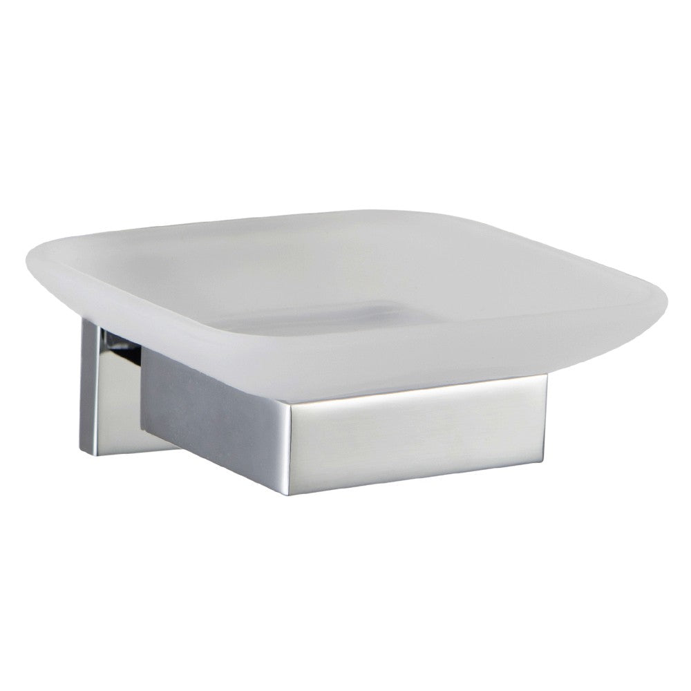 Porta sapone con bacinella in vetro satinato serie frame - fissaggio incollo o viti