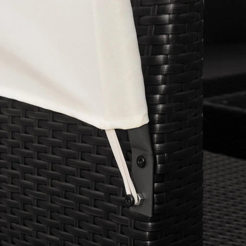 Set Divani da Giardino 9 pz con Tettuccio in Polyrattan Nero cod mxl 34853