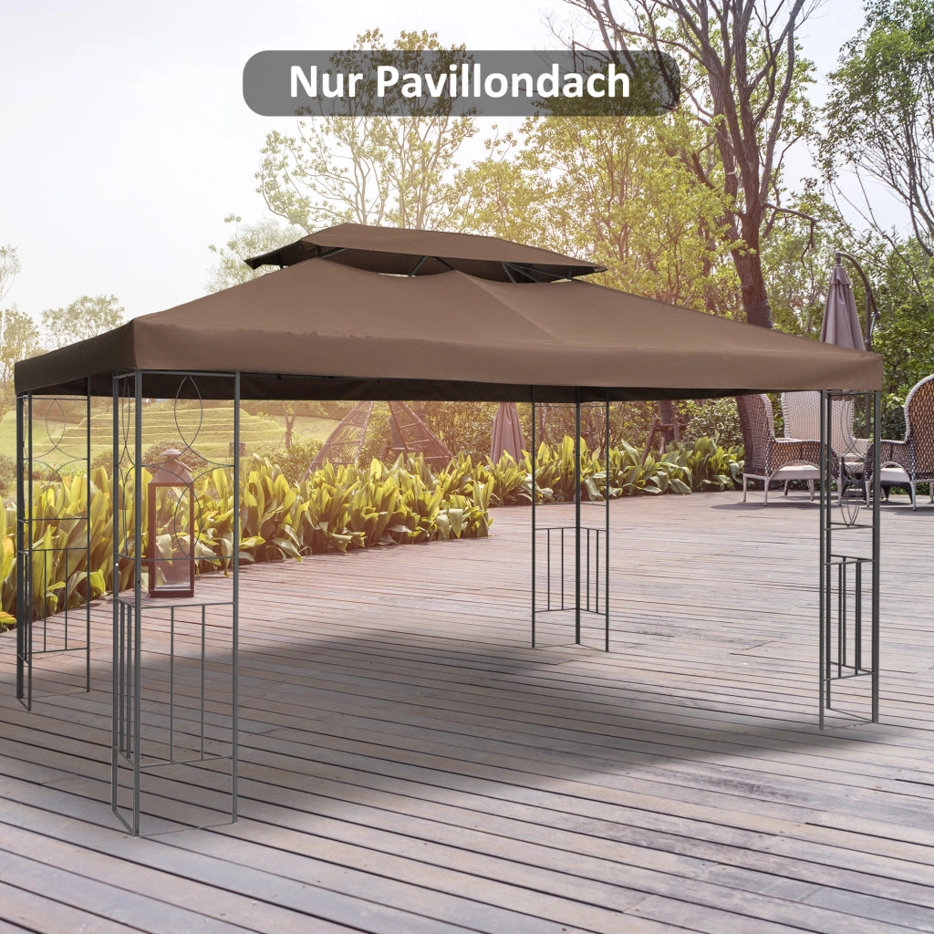 Tetto sostitutivo per gazebo da giardino 3x4m ¨C zephmum ¨C Polyester colore caff¨¨