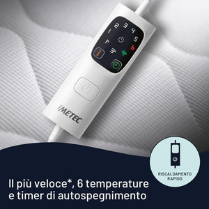 Imetec Scaldasonno Adapto maxi coprimaterasso matrimoniale 195x165 cm, Basso consumo, Riscaldamento rapido, Temperatura personalizzata, Tessuto anallergico trapuntato, Doppio comando, 6 temperature
