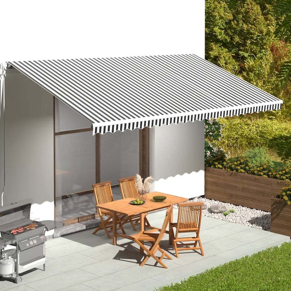 Tessuto di Ricambio per Tenda da Sole-Ricambio telo per tenda da sole Antracite e Bianco 6x3 m