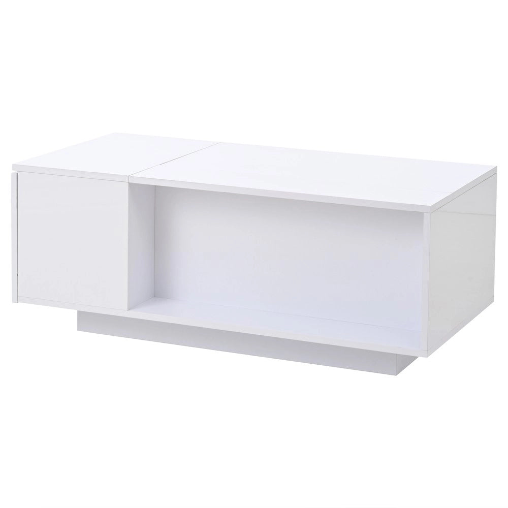 Tavolino da Caff¨¨ con LED e Cassetto ¨C MINIMAL ¨C Bianco, 100x50x40
