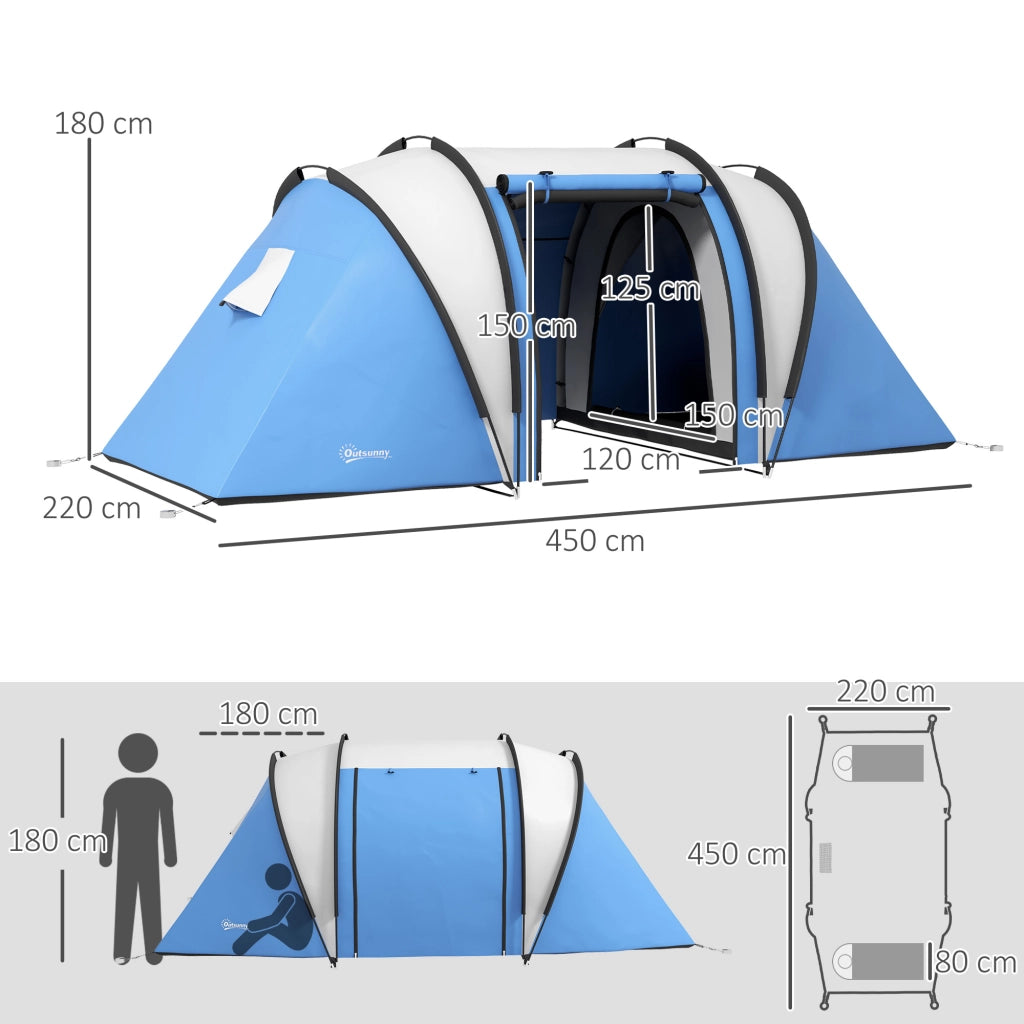 Tenda da campeggio per 4-5 persone impermeabile 3 stanze blu ¨C zephmum