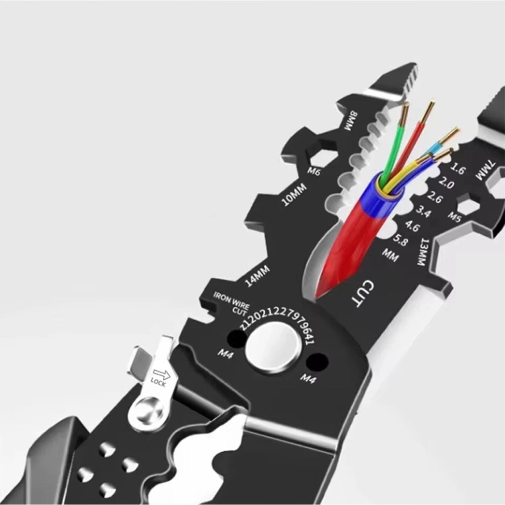 Pinza Elettricista 25 in 1 – Cr-V, 210 mm | Isolamento, Taglio, Crimpatura | Manico Antiscivolo, 240g | Gamma 1.6–5.8 mm