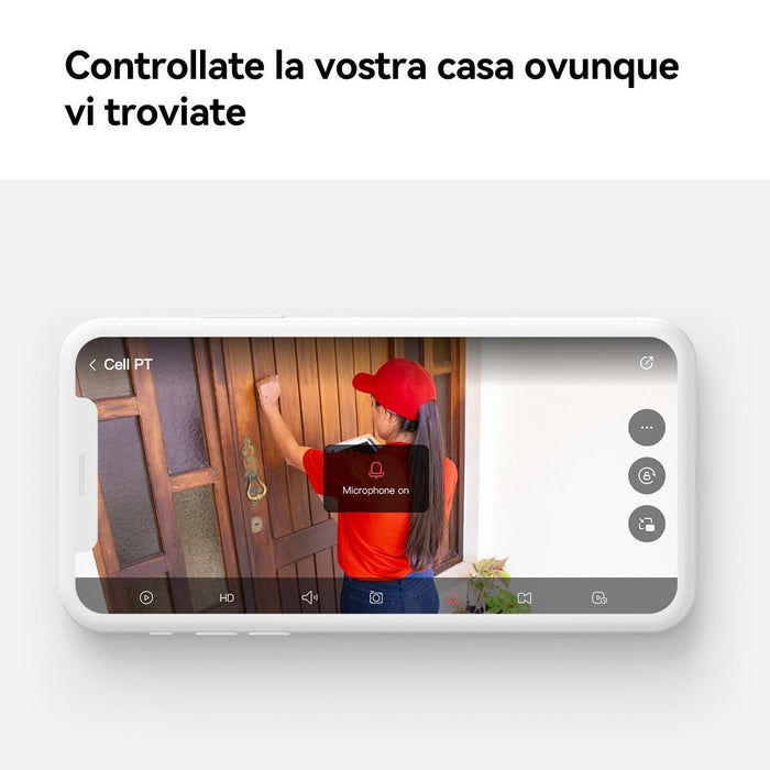 Imou Cell PT - Telecamera da Esterno a batteria con risoluzione 2K (3MP), Rilevamento Movimento/Umano, Visione Notturna a Colori, Audio Bidirezionale, IP66