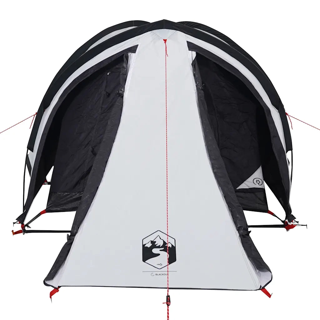 Tenda Campeggio a Cupola 2 Persone-Tenda per Escursionismo Bianca Tessuto Impermeabile 397125