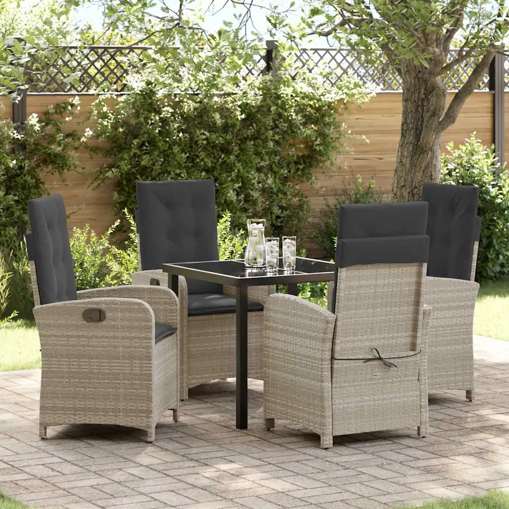 Set da Pranzo per Giardino 5 pcs Grigio chiaro polyrattan 3380296
