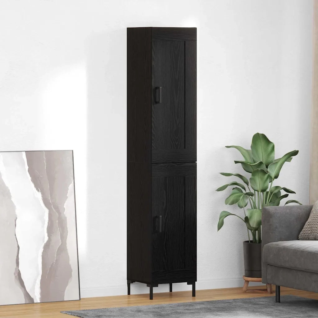 Credenza | Madia | Buffet da pranzo | Armadio da pranzo Rovere Nero 34,5 x 34 x 180 cm Legno multistrato