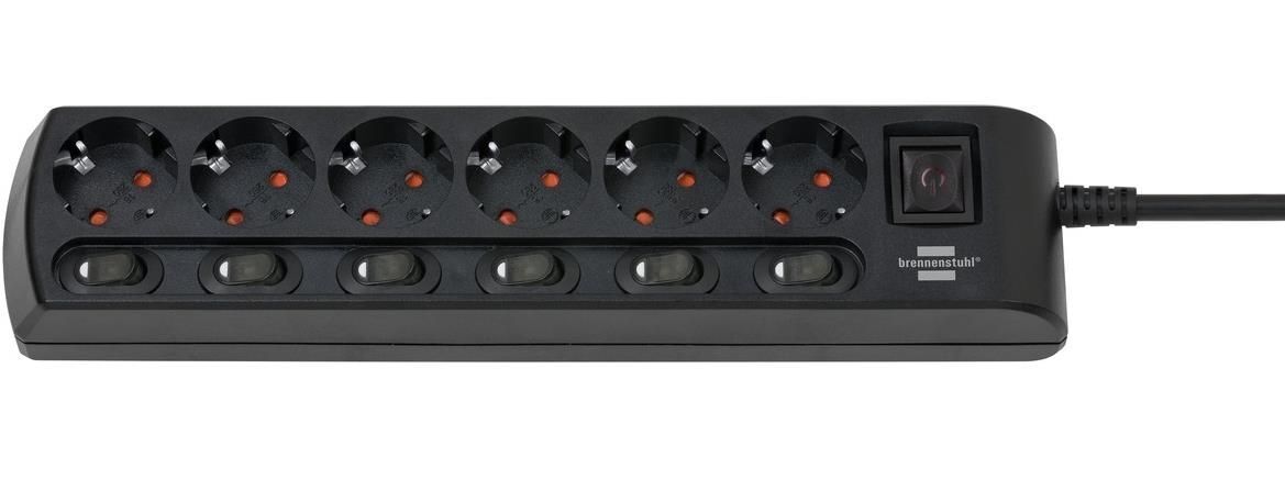 Brennenstuhl 1153110116 prolunghe e multiple 2 m 6 presa(e) AC Interno Nero