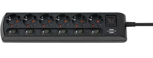 Brennenstuhl 1153110116 prolunghe e multiple 2 m 6 presa(e) AC Interno Nero