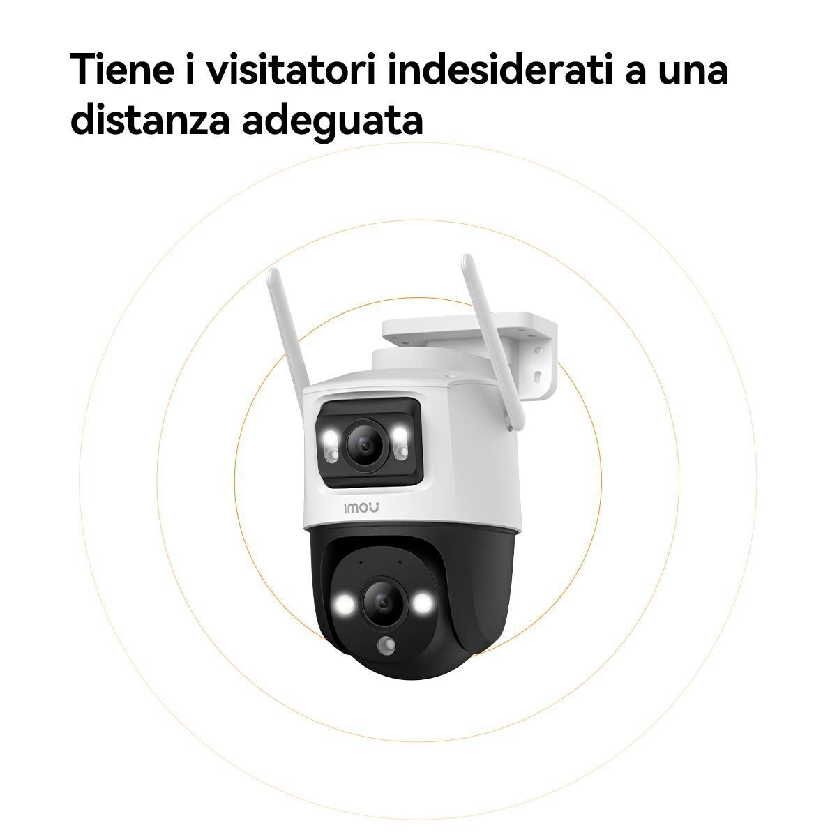 Imou Crusier DUAL 10MP (5MP+5MP) Telecamera Wi-Fi Esterno Doppio Obiettivo, 360°PTZ Videocamera Sorveglianza Esterno con Visione Notturna a Colori, Rilevamento Umano/Veicoli, IP66, Tracciamento Intelligente, 2,4ghz