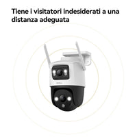 Imou Crusier DUAL 10MP (5MP+5MP) Telecamera Wi-Fi Esterno Doppio Obiettivo, 360°PTZ Videocamera Sorveglianza Esterno con Visione Notturna a Colori, Rilevamento Umano/Veicoli, IP66, Tracciamento Intelligente, 2,4ghz