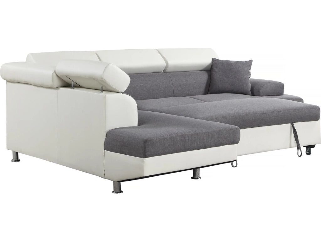 Divano ad angolo convertibile "Sophia luxe" - 265 x 190,5 x 80/91 cm - Bianco / Grigio - 5 posti - Angolo sinistro