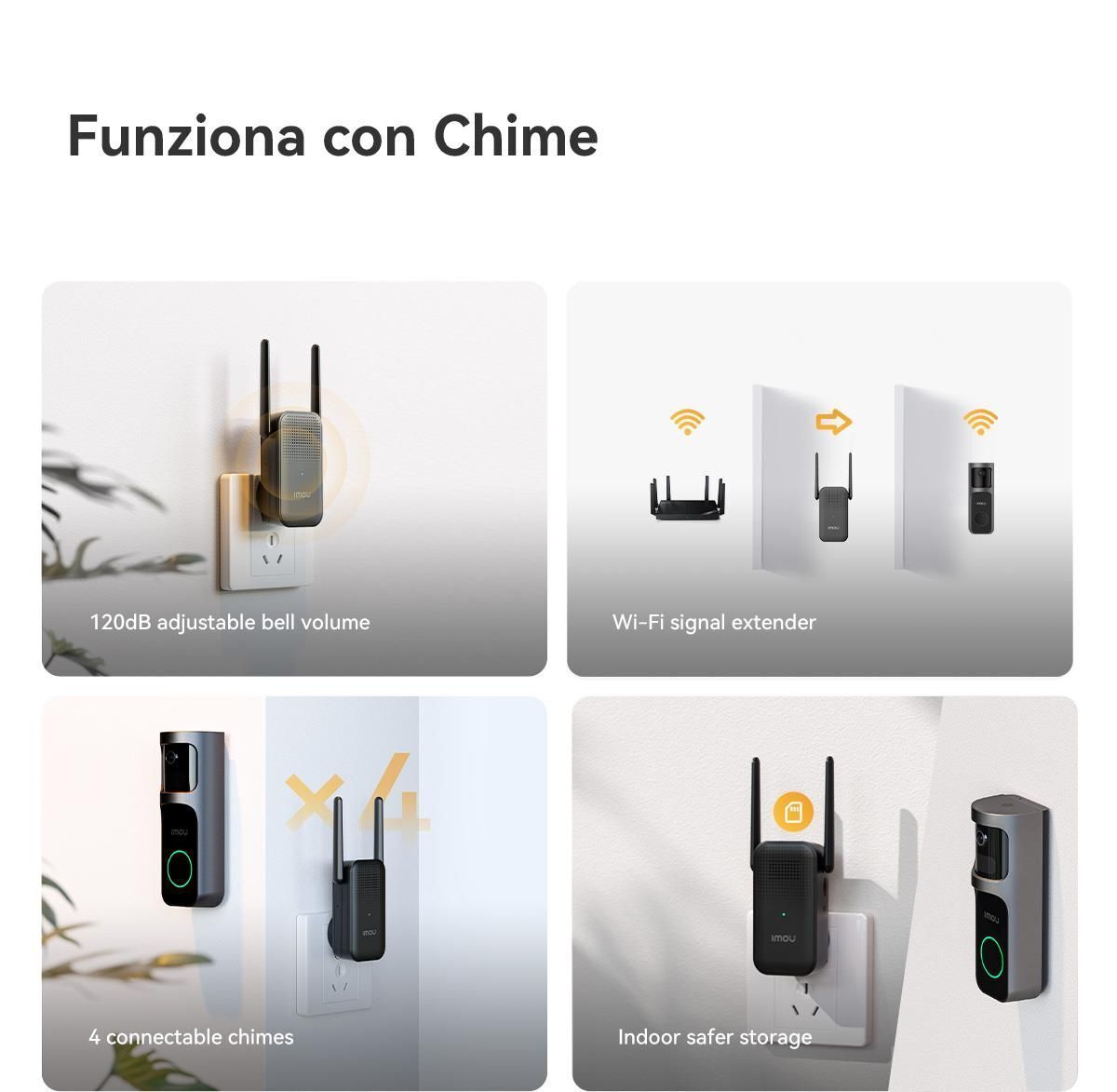 Imou Video Doorbell 2S Kit - mmagine QHD 2K   Batteria da 5000mAh166° D Visione grandangolare   30° Orizzontale ruotabile   IR Visione notturna   Include Chime