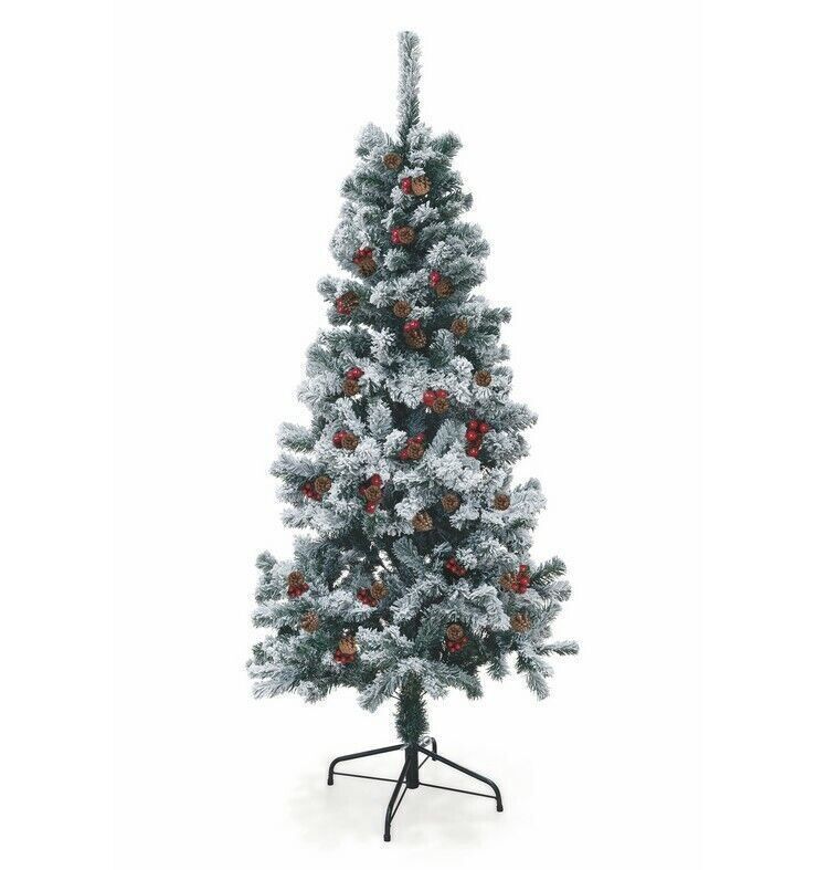 Albero Di Natale Sestriere 150cm 350 Rami con Neve Pigne e Bacche