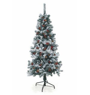 Albero Di Natale Sestriere 150cm 350 Rami con Neve Pigne e Bacche