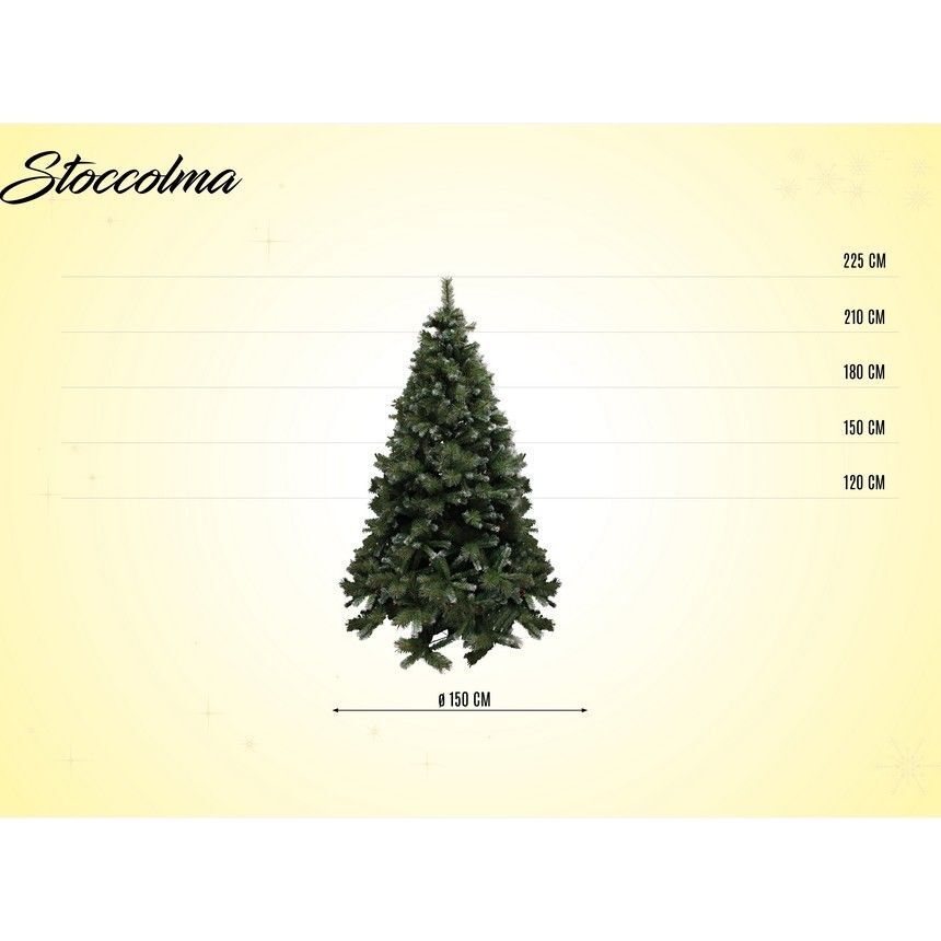 Albero di Natale Stoccolma 225 cm 1369 rami con pigne in pvc