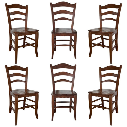 Sedia in legno massello montanara noce scuro con seduta in legno set da 6