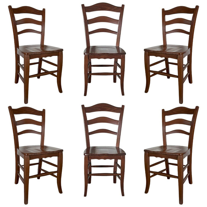 Sedia in legno massello montanara noce scuro con seduta in legno set da 6